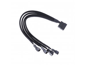 Захранващ кабел за вентилатори Molex към 4 x 4 pin 0.3m Черен 18322